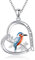 YAFEINI Vogel und Eisvogel Liebhaber Geschenke Sterling Silber Eisvogel Herz Halskette Vogel Schmuck für Frauen und Sie