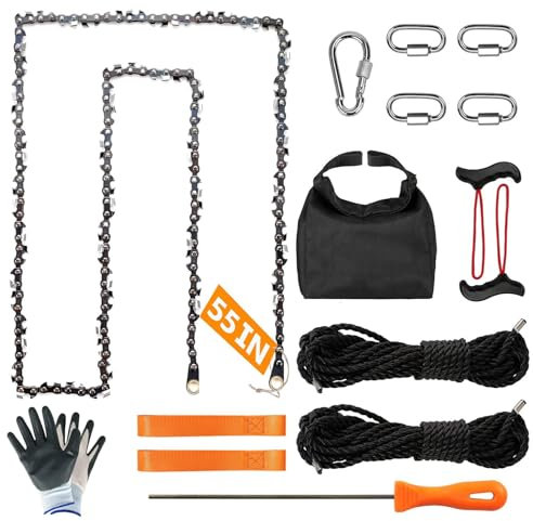 High Limb Rope Saw 55 Inch Rope Saw for Tree Limbs, Rope Saw Tree Saw High Limb Rope Chainsaw, Pocket Chainsaw, Limb Saw, Cable Saw,Hand Chain Saw