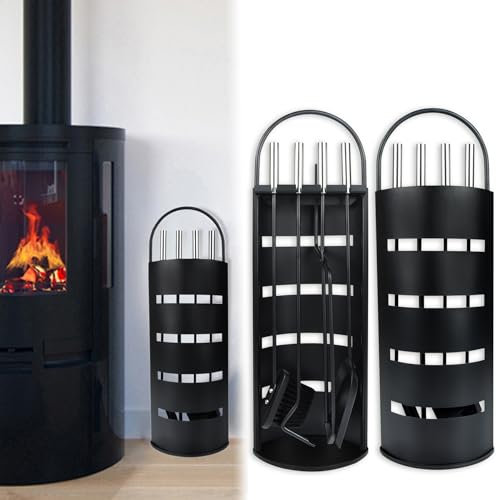 MAYTIIMO Ustensile de cheminée - 5 pièces - En acier inoxydable - Noir