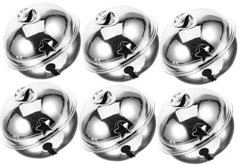 RORPOIR Jumbo Jingle Bells groß 50 mm silberfarben zum Selbermachen Glöckchen für Weihnachtsdekoration