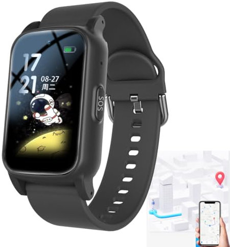Traceur GPS Personne Âgée, Montre d'urgence Senior,détecteur De Chute, Aide SOS en Un Clic, Alarme De Chute Appel Vidéo Appel Vocal IP67 Étanche Longue Veille Plusieurs Langues,Black