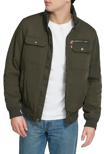Levi's Men's Stand Collar Utility Bomber, Army Green, Medium