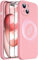 Dssairo Magnetische für iPhone 15 Hülle, mit 2 x Displayschutzfolien, Verbessertes Flüssigsilikon, Verbesserter Kameraschutz, Militärische Qualität, Sturzsicher, Dünn 6,1 Zoll (Pink)