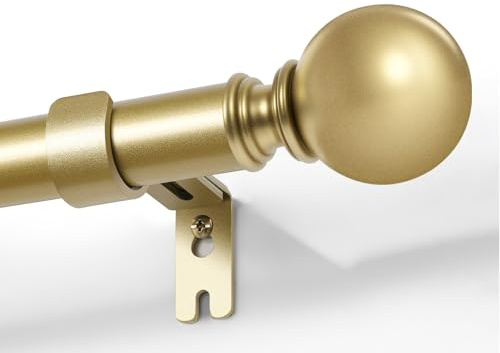 Joydeco Einstellbare Golden Gardinenstange Set 76cm-114cm Dekorative Vorhangstange mit Aluminium Endkappe für Duschraum Schlafzimmer Wohnzimmer (Golden,76cm-114cm)