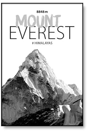Baibexing Schwarz-Weißes Landschaftsposter Auf Leinwand, Mont Blanc, Nanga Parbat, Mount Everest, Druck, Wandbilder, Heimdekoration, A1 40X50Cm Kein Rahmen