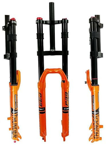 NBTRXWAFR Downhill-Gabel, Doppelschulter-DH-Vorderradgabel Fahrrad Luftstoßdämpfer Mit Dämpfung 160Mm Federweg Scheibenbremse QR 9Mm Gabeln 26/27,5/29'',Orange,29inch