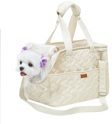 Borsa da trasporto per cani fino a 5 kg – Borsa per cani di piccola taglia e gatti, pieghevole, traspirante, con cintura di sicurezza, tasche, borsa da trasporto, ideale per esterni, viaggi