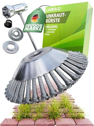 LAINFELD Unkrautbürste | Passend für STIHL Freischneider & Motorsense | Unkraut Fugenbürste | Wildkrautbürste für geriffelte Antriebswelle