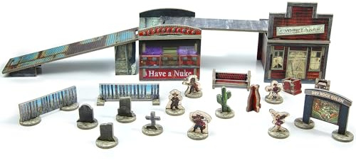 Fallout Factions: Tokens and Terrain Pack 1 | Enthält 3 ausgestanzte Geländeblätter, 86 Spielsteine und eine Anleitung (evtl. nicht in deutscher Sprache). Kompatibel mit
