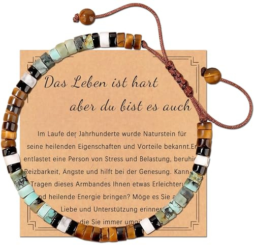 Wonninek Heilsteine Aarmband für Frauen, Armband mit inspirierender Affirmationskarte, Gleichgewichtsschutz, Angstlinderung, Heilsteine Yoga Meditation Armband
