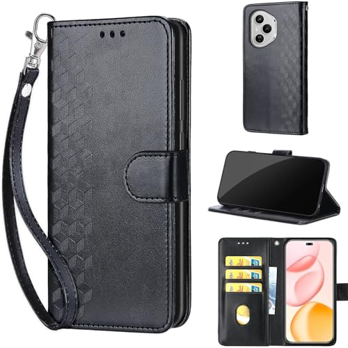 TOMYOU Handyhülle für Honor 400 Pro Hülle, Würfel Schwarz | Stoßfeste Flip Schutzhülle, Kartenfächer, Standfunktion,Magnetisch, Kunstleder, Klappbar Brieftasche