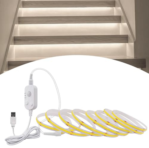 GAOUTO LED Band mit Bewegungsmelder, 5M USB LED Strip Bewegungsmelder, 3 Einstellbare Beleuchtungsmodi, Timing-Funktion, LED Band Sensor für Treppen, Schlafzimme, Schrank, 6000K, (Weißes Licht)