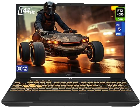 ASUS TUF F16 Gaming Laptop, Intel 5-210H, 64 GB DDR5 RAM, 2 TB PCIe SSD, 16'' FHD+ (1920x1200, WUXGA) 144Hz IPS Display, Nvidia G-Force RTX 4050, 1-Zone RGB retroilluminato, W11 Pro, Mecha Gray