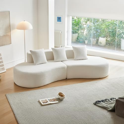 Softa Modern Curved Sectional Sofa, 3 - Sitzer Couch, Bequem und Stylish für Wohnzimmer, Apartment, Home Decor, Einfache Montage Weiß