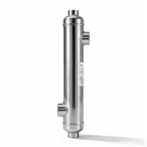 WiseWater Échangeur de chaleur 300 kBtu/h 88 kW (pas d'alimentation électrique nécessaire) pour chaudière à bois extérieure/piscine/solaire/spa/w eau chlorée, ports opposés en acier inoxydable 316L