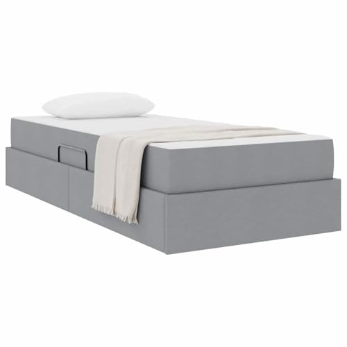vidaXL Aufbewahrungsbett mit Matratze Hellgrau 100 x 200 cm Polyester, Schlafzimmermöbel, moderner Stauraum-Bett, hydraulischer Rahmen, platzsparende Lösung für kleine Räume