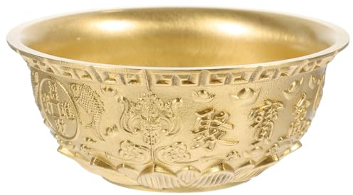 UKCOCO Goldene Vintage Glück mit Glücksschale Filigranen Messing Details aus Feng Shui Bringt Wohlstand und Tischdekoration für Zuhause dem Desktop