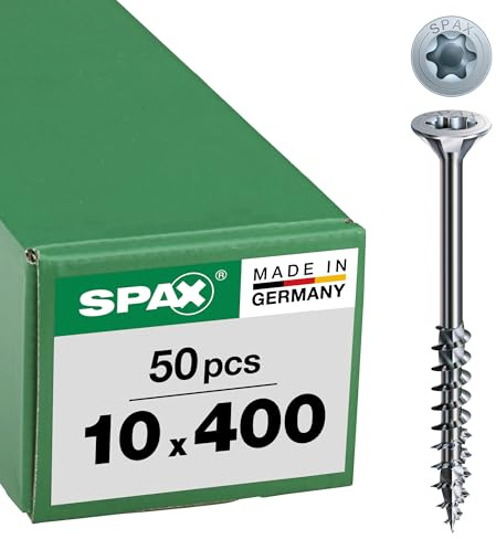 SPAX Timber construction screw, 10 x 400 mm, 50 pieces, partial thread, flat countersunk head, T-STAR plus T50, 4CUT, WIROX - 0191011004005