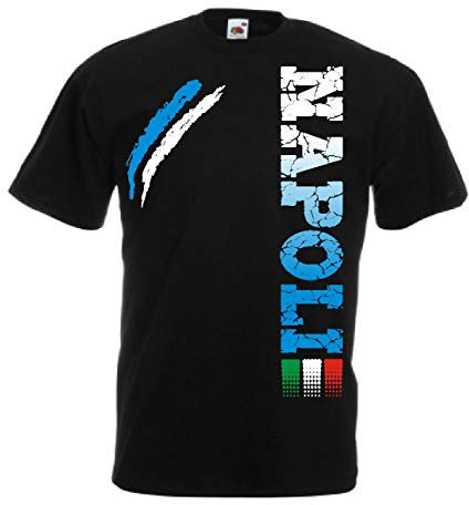 Vestipassioni T-Shirt Neapel Fußballfans Ultras Fußball Sport von S bis 3XL und 4 Farben erhältlich, Schwarz , XXL