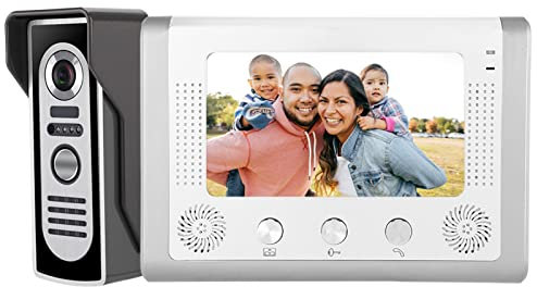 Videocitofono Monofamiliare, 7 Cablata Video Door Phone, Citofono con Telecamera con Visione Notturna Linee 700TV Anello Video Citofono Cablato per Casa(Eu)