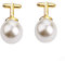 Botreelife Imitation Pearls Manschettenknöpfe Runde Weiße Perlen Manschettenknöpfe Frau Mann Hemd Manschettenknöpfe (Gold)