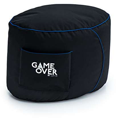 Game Over Videospiele Sitzsack Schemel | Beinstütze im Wohnzimmer | Seitentaschen für Controller | Hergestellt in Großbritannien | Ergonomisches Design für den Engagierten Spieler (Cerulean Blitz)
