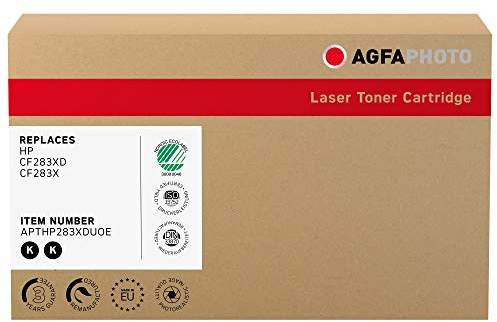 AgfaPhoto Laser Toner ersetzt HP CF283XD; CF283X, 2X 2.200 Seiten, 2X schwarz (für die Verwendung in HP LJ Pro M225)