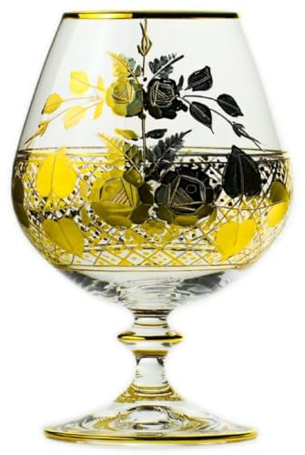 Casa Padrino set di 6 bicchieri da brandy barocco di lusso oro Ø 9 x A. 14,5 cm - Bicchieri da cognac fatti e incisi a mano - Accessori per Hotel e Ristoranti - Qualità di Lusso