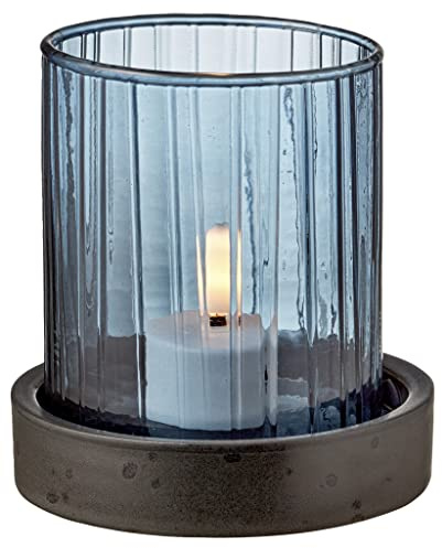 BITZ Windlicht m. LED Kerze 11 cm Blau
