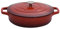 ProCook Red Shallow Oval Cast Iron Casserole Dish with Self Basting Lid Enamel Coated Induction & Oven Safe Cookware - 28cm / 3.9L