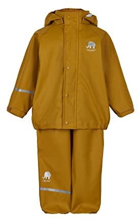 Celavi Basic PU Rain Set Giacca Impermeabile, Buckthorn Marrone, 100 Unisex-Bambini