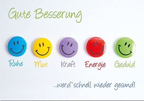 Michel Verlag Grußkarte GUTE BESSERUNG Genesung mit positiven Wünschen, Energie Geduld Kraft - für Freunde, Kollegen. Klappkarte zur Aufmunterung, inkl. passendem Umschlag, 12x17cm. Made in Germany!