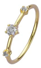 Xenox Damen 9K Gelbgold Ring mit weißem Topaz in goldfarben - Farbstein - XG4564G, Ringgröße (Durchmesser):54 (17.2 mm Ø)