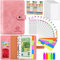 Aocii Budget Planner, Budget Binder A6, Geld Organizer, Bugetplaner mit Folien, Finanzplaner, Haushaltsbuch mit Geldfächer Umschlagmethode, Cash Stuffing Set mit Ringbuch A6 (Rosa)