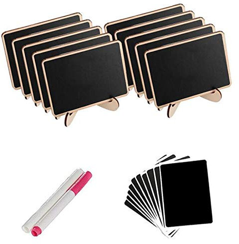 Doumneou Mini-Kreidetafel-, gerahmt, Staffelei, Ständer, Holztafel für Buffet, Lebensmittelschilder, Hochzeits-Tischkarten, 10 Stück