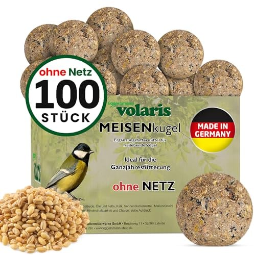 Eggersmann volaris 100 Stück Meisenknödel MEISENkugel ohne Netz 9 kg | Körnerkugel für Wildvögel | Nährstoffreiches Ganzahresfutter für alle Vogelarten
