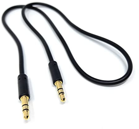 DRUT 50cm short 3.5mm Stereo Audio Jack Plug to Plug, Male to Male AUX, Slim Flexible Lead Cable 1.6ft Black