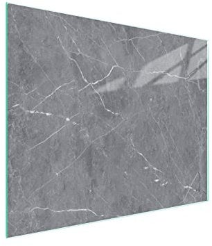 DarHaus Tagliere da cucina in vetro temperato, Copri-piano cottura a induzione, piano decorativo universale 52x30 cm, Grigio marmo