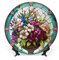 Gokays Piatti decorativi, in vetro colorato, bouquet di fiori, in ceramica, con supporto per la casa, decorazione da appendere alla parete, per soggiorno, sala da pranzo, cucina, casa, casa, 25 cm