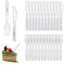 50 Stück Kunststoff-Besteckmesser, 50 Stück transparente Besteckgabeln, Dessert-Kuchenmesser und Gabeln-Set, wiederverwendbare Messer und Gabeln, geeignet für Geburtstagsfeier, Hochzeit, Abendessen