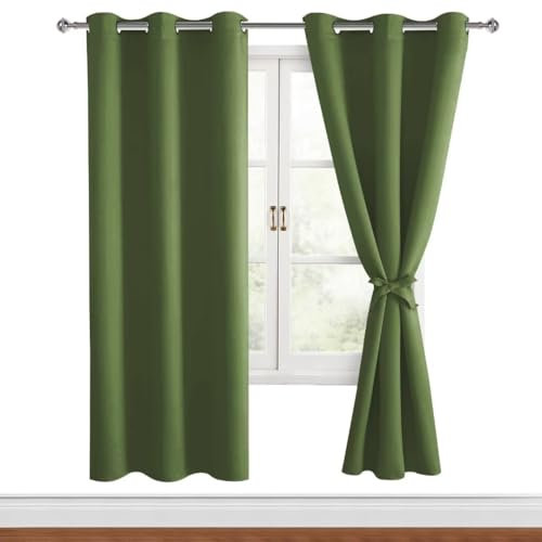 Hiasan Verdunklungsvorhänge Gardinen mit Ösen,Olivengrün Blickdicht Vorhänge,2 Stück,117 x 183 cm (Breite x Höhe),weiche Schiebevorhänge für Schlafzimmer,Wohnzimmer usw.