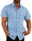 VUIOYRG Stretch Short Sleeve Shirt with Pockets,Men's Summer Cotton Button Down Casual Shirts,Plain Regular Fit Casual Business Shirt, Lightweight Beach Tops (Light Blue,XL)