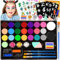 Face Painting Kit for Children, 28 Colors Face Body Paints with 3 Brushes 30 Stencils Girls Toys Age 4-9 Carnival Halloween Gifts for Girl 5 6 7 8 9 Year Old Xmas Washable Non Toxic Kids Makeup Set