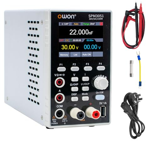 OWON SPM3051 2-in-1 DC Netzteil und Multimeter,Labornetzteil (0-30V,0-5A), DC Labornetzteil Programmierbares mit 150W Ausgangsleistung 2.8-Zoll LCD Display,Digital Multimeter