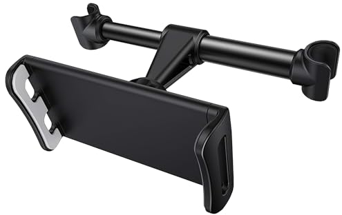 Car Headrest Mount, Car Tablet Holder, Universal 360 Degree Rotating Car Seat Stand Mobile Holder for 4.4 to 11 Phones Tablets, Backseat Cradle for iPhone iPad Pro, Air Mini, Switch Tab (Black)