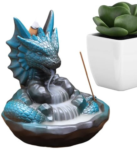 Shurzzesj Räucherstäbchenhalter Drache – Wasserfall-Räuchergefäß – Keramik-Räuchergefäß mit Rückfluss, handgefertigtes Räuchergefäß für Heimdekoration