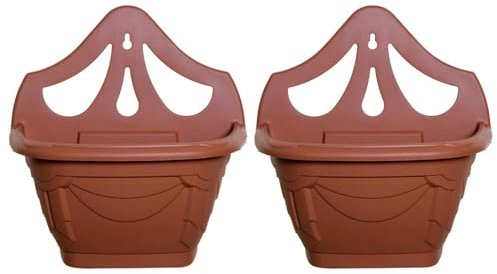 UNIQUE HOME LIVING 2pcs Venetian Wall Hanging Planter Indoor/Outdoor Garden Fence Plant Pots Basket Flower Pot Holder - Terracotta
