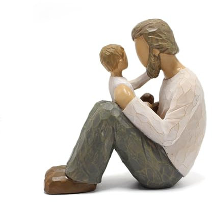 Telycummy Father and Son Statues,Sculpted Hand-Painted Figure,Family Figurine,Resin Ornament Sculpture Craft for Home Bedroom Living Room Tabletop Décor
