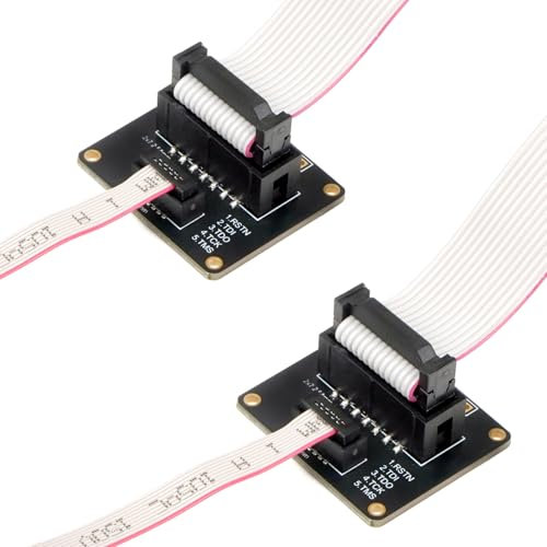 Treedix JTAG Breakout-Board-Adapterplatine, 2 x 7-polig, 2,54 mm, JTAG auf 2 x 5, 0,039 Zoll SWD-Adapter mit IDC-Flachbandanschluss, Flachbandkabel, Buchse auf Buchse, Länge 200 mm