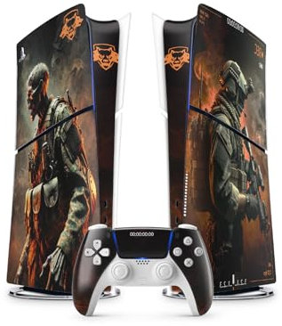 Sticker pour la PS5 Black Ops 6, Autocollant PS 5 Gaming, Console et Manette, Edition Slim Digital Skin COD (1 Manette)